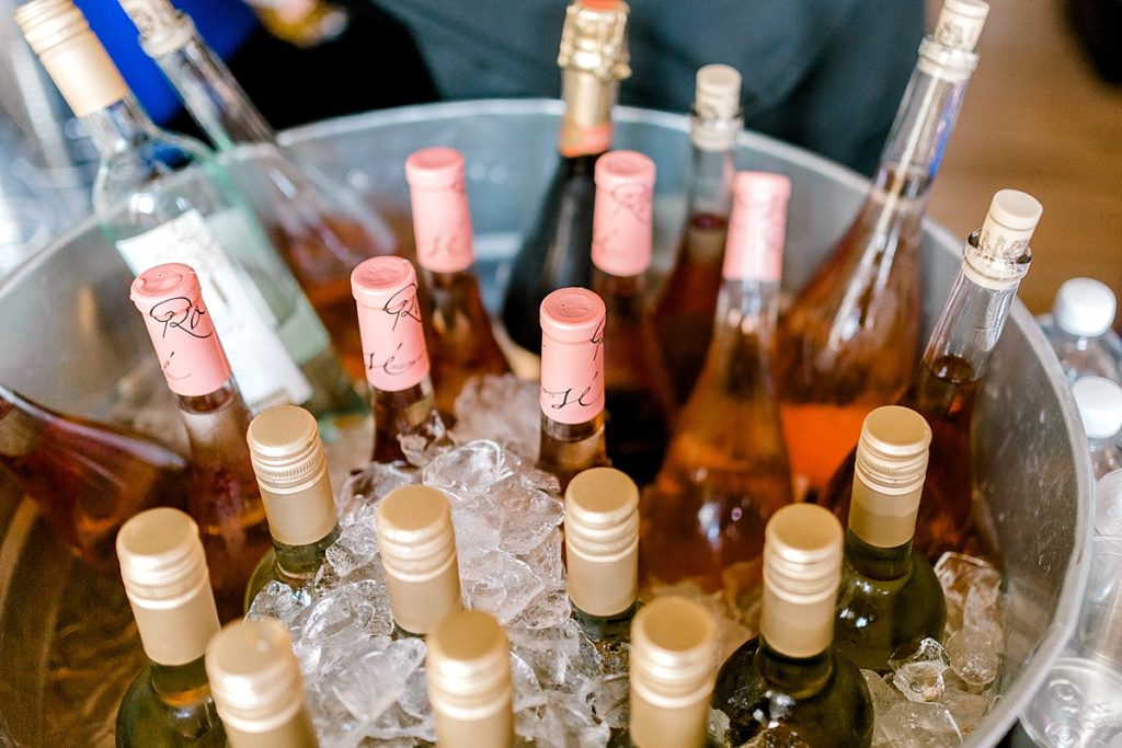 Bucket of wine and champagne at Day block event center wedding day