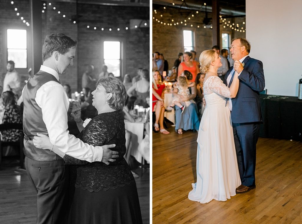 Father daughter and mother son dance at day block event center wedding