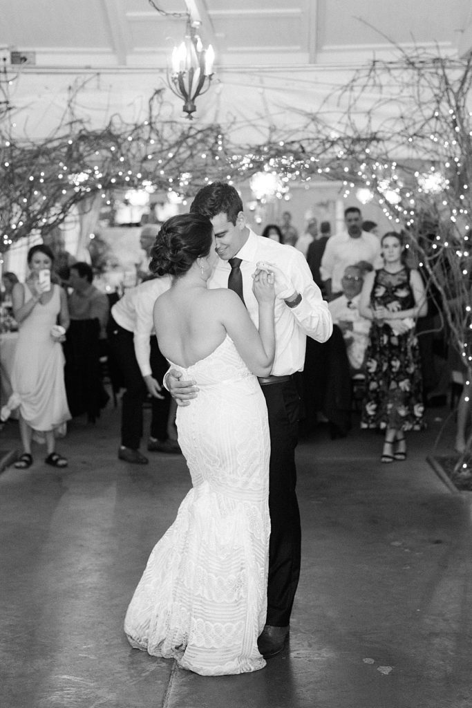 Bride and groom dancing at camrose hill flower farm